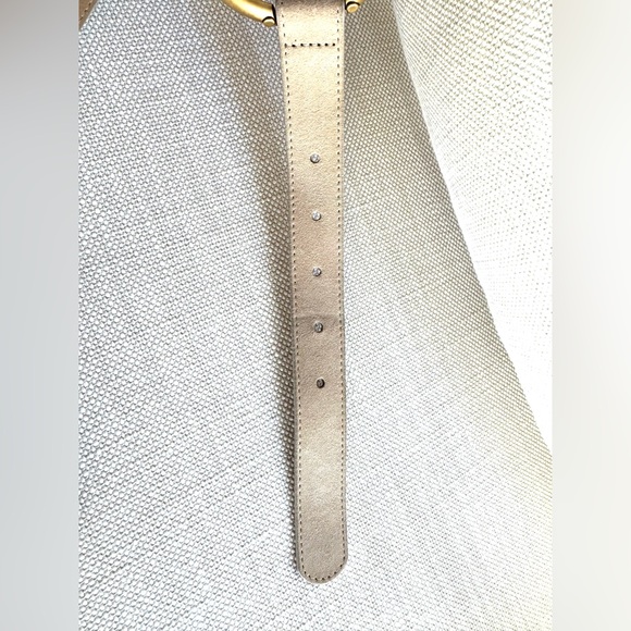 ST. JOHN Statement Suede Belt Taupe/Cream & Gold EUC S Fits 30”-34” + Dust Bag main image 6